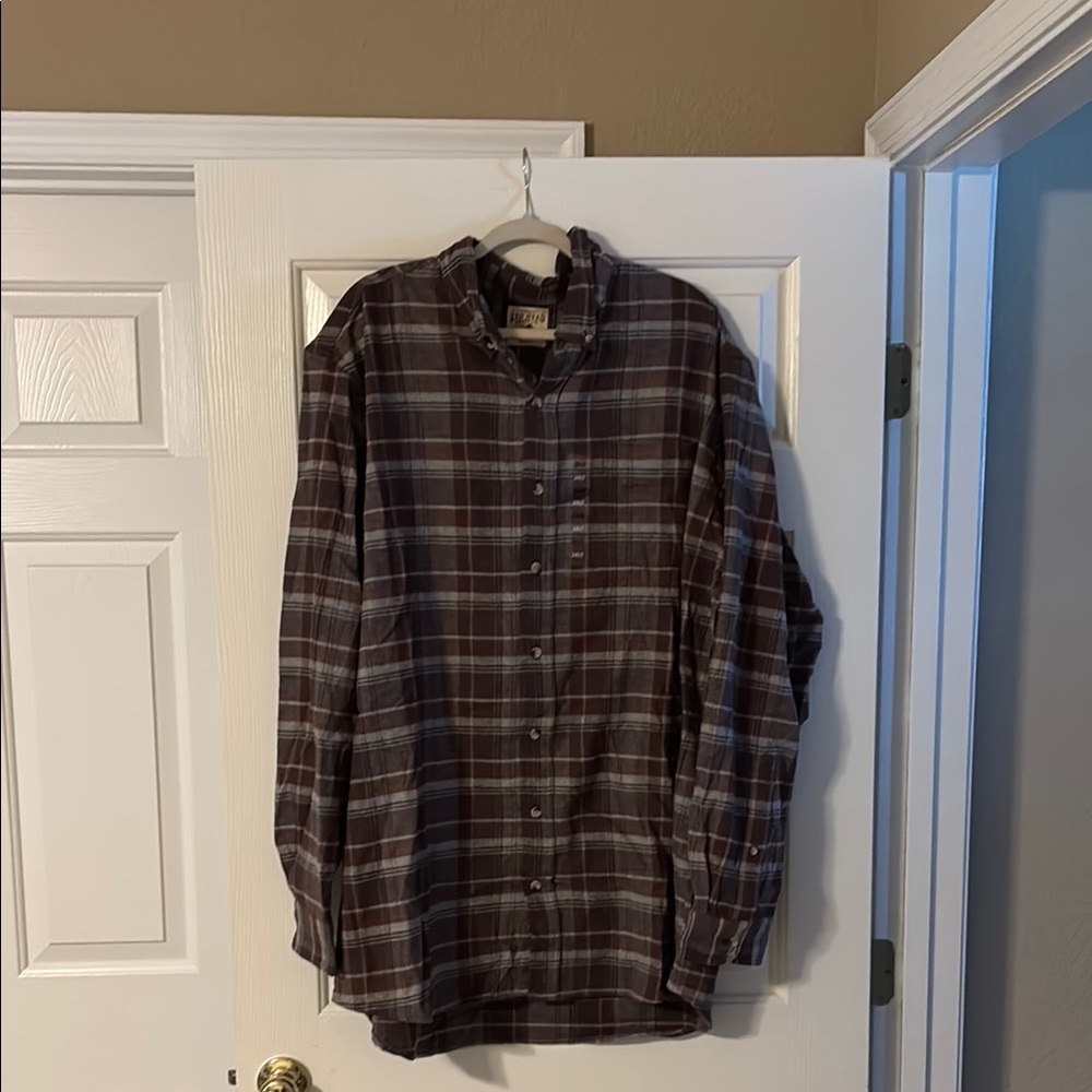 Plaid Button-Up Shirt - Brown flannel